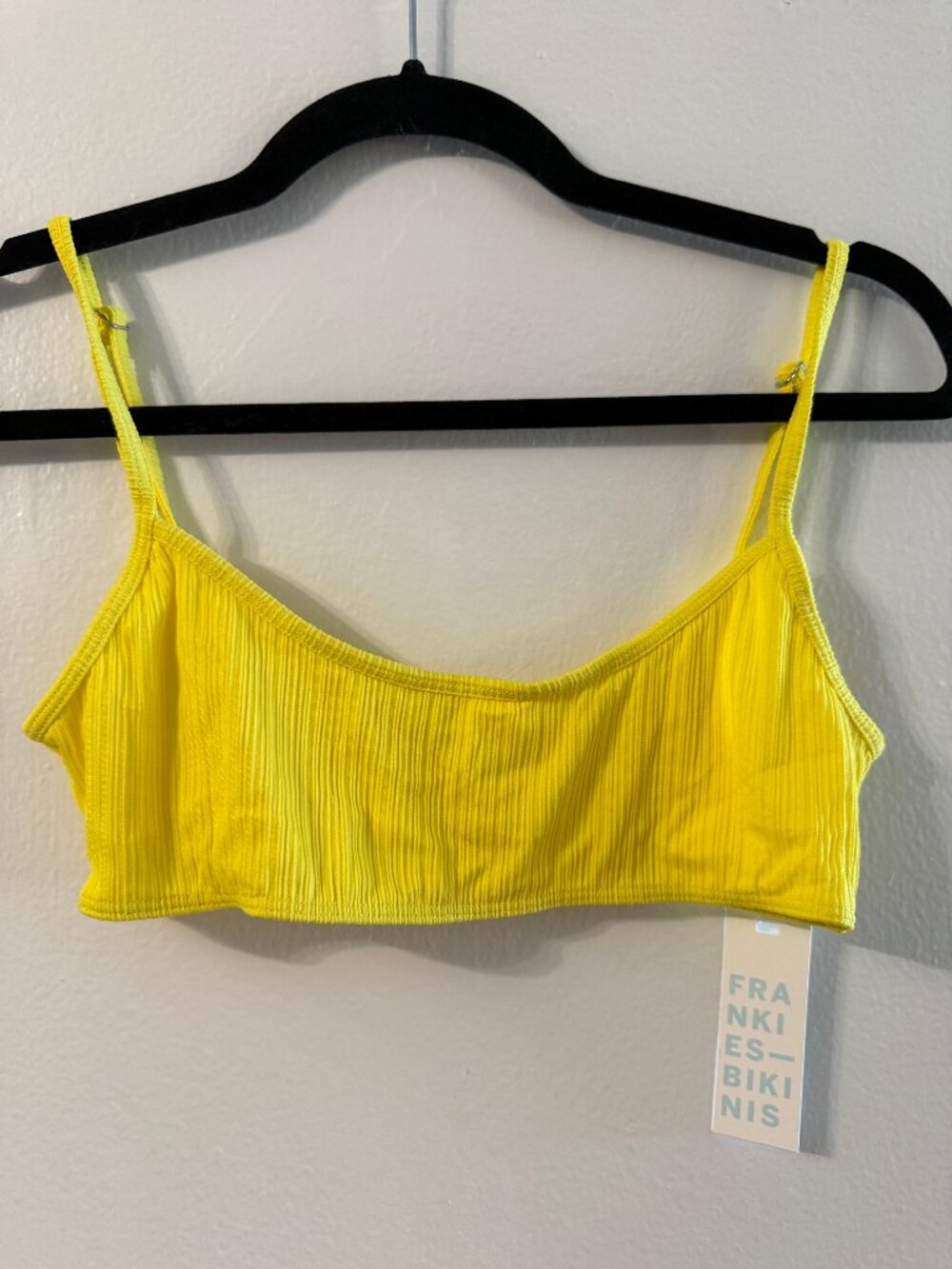 Frankie's Bikinis yellow top ONLY size M medium NTW Dallas Plisse Top